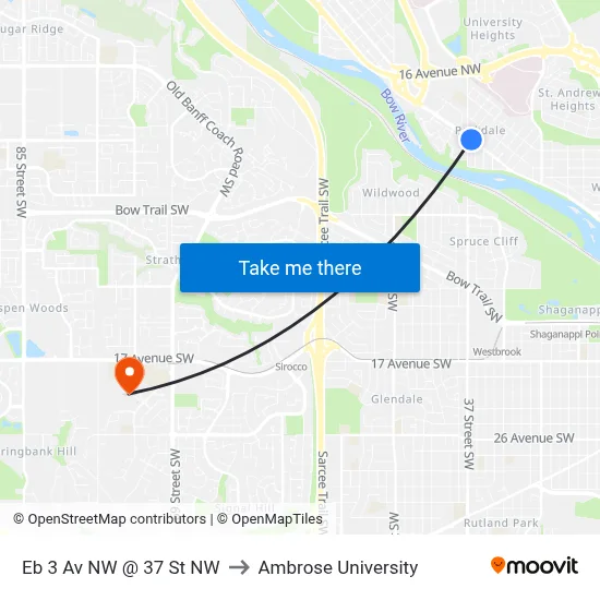 Eb 3 Av NW @ 37 St NW to Ambrose University map
