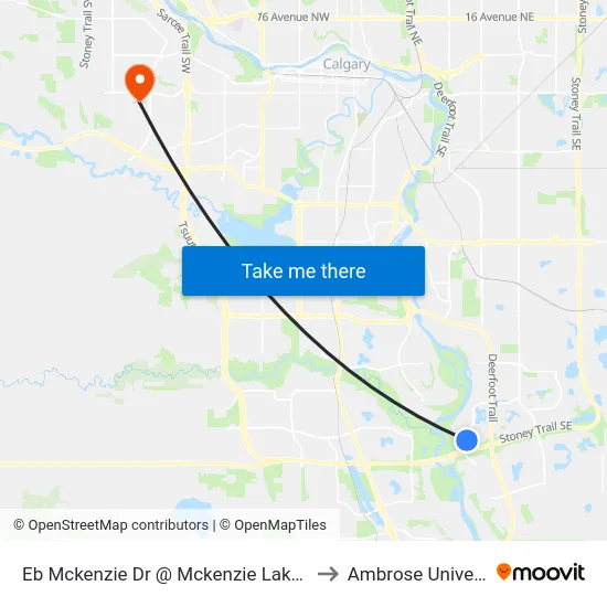Eb Mckenzie Dr @ Mckenzie Lake Bv SE to Ambrose University map