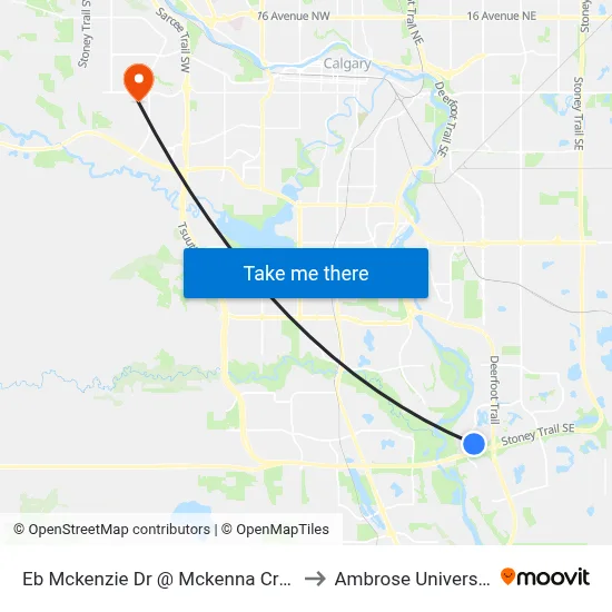 Eb Mckenzie Dr @ Mckenna Cr SE to Ambrose University map