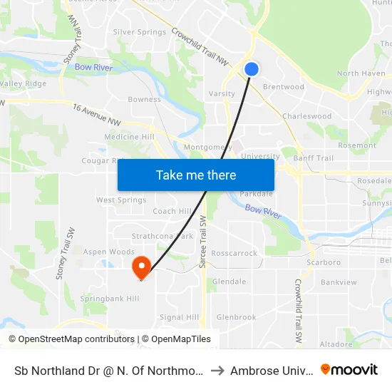 Sb Northland Dr @ N. Of Northmount Dr NW to Ambrose University map