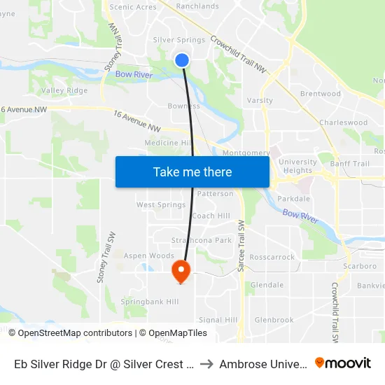 Eb Silver Ridge Dr @ Silver Crest Dr NW to Ambrose University map