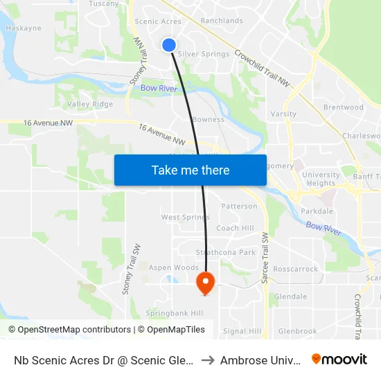 Nb Scenic Acres Dr @ Scenic Glen Cr NW to Ambrose University map