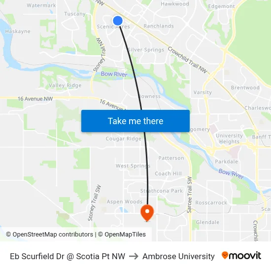 Eb Scurfield Dr @ Scotia Pt NW to Ambrose University map
