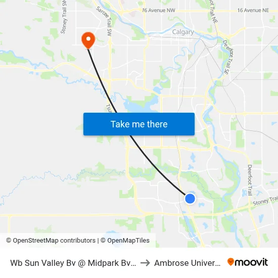 Wb Sun Valley Bv @ Midpark Bv SW to Ambrose University map