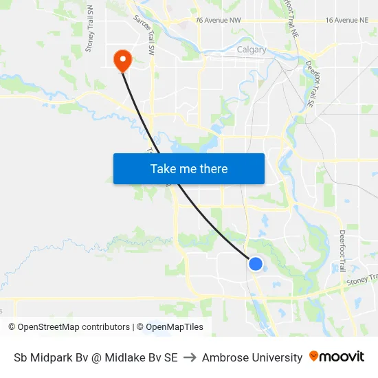 Sb Midpark Bv @ Midlake Bv SE to Ambrose University map