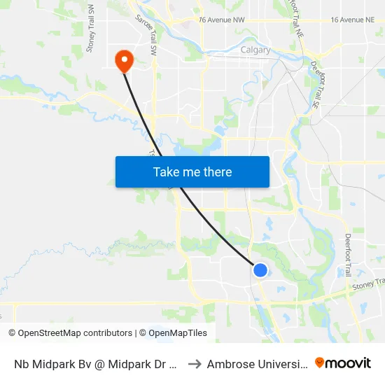 Nb Midpark Bv @ Midpark Dr SE to Ambrose University map