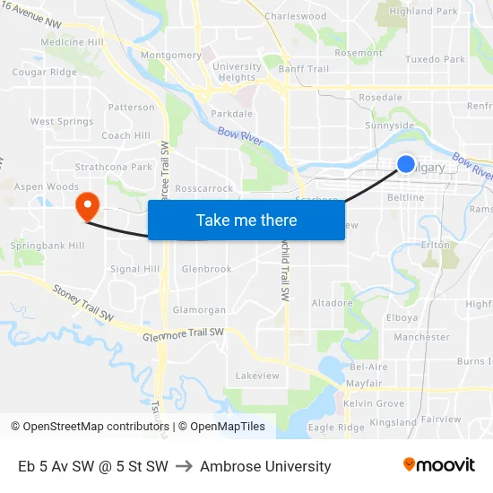 Eb 5 Av SW @ 5 St SW to Ambrose University map