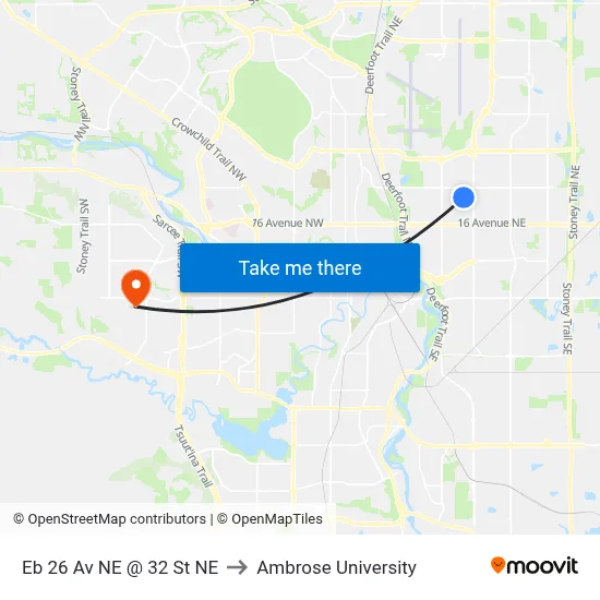 Eb 26 Av NE @ 32 St NE to Ambrose University map