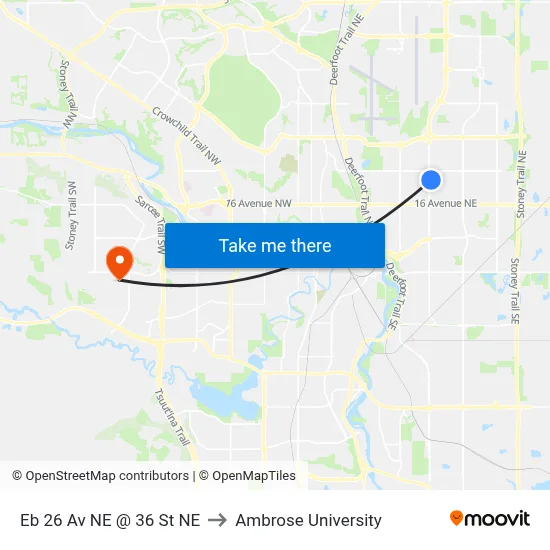 Eb 26 Av NE @ 36 St NE to Ambrose University map
