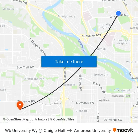 Wb University Wy @ Craigie Hall to Ambrose University map
