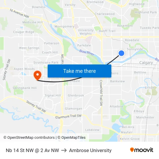 Nb 14 St NW @ 2 Av NW to Ambrose University map