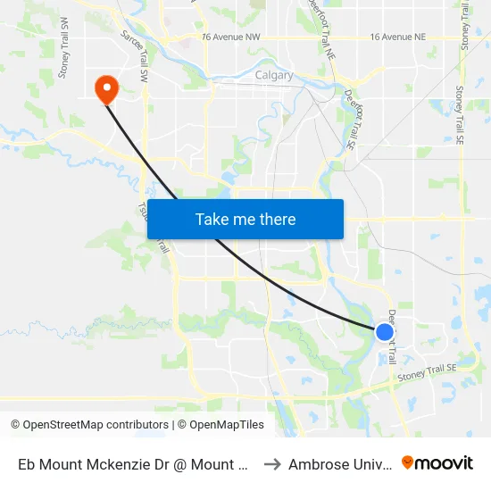 Eb Mount Mckenzie Dr @ Mount Apex Gr SE to Ambrose University map