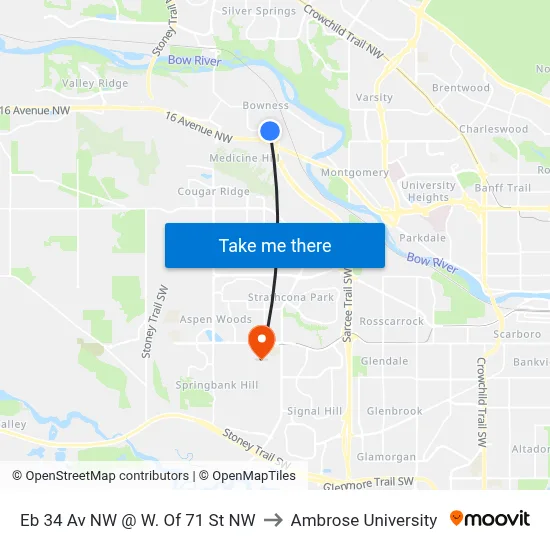 Eb 34 Av NW @ W. Of 71 St NW to Ambrose University map