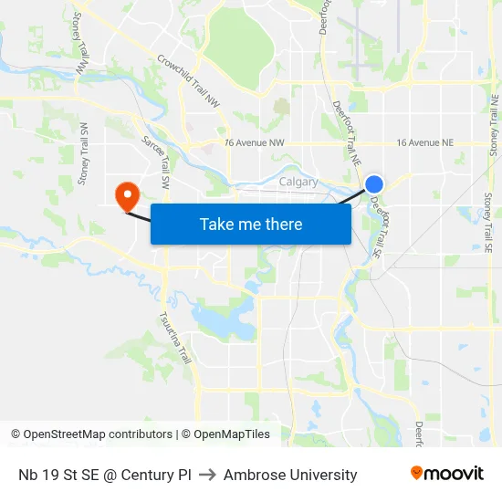 Nb 19 St SE @ Century Pl to Ambrose University map
