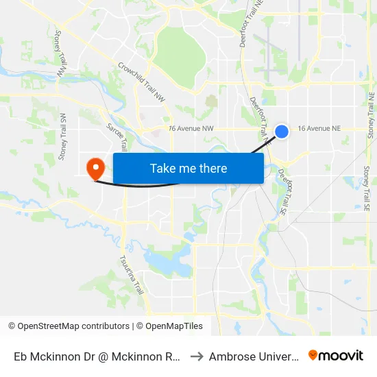 Eb Mckinnon Dr @ Mckinnon Rd NE to Ambrose University map