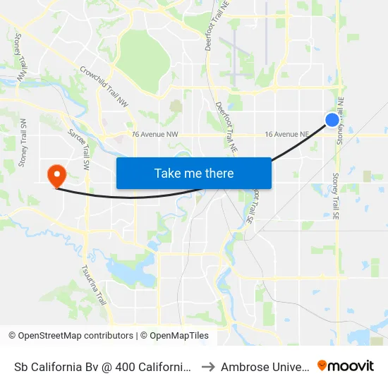 Sb California Bv @ 400 California Pl NE to Ambrose University map