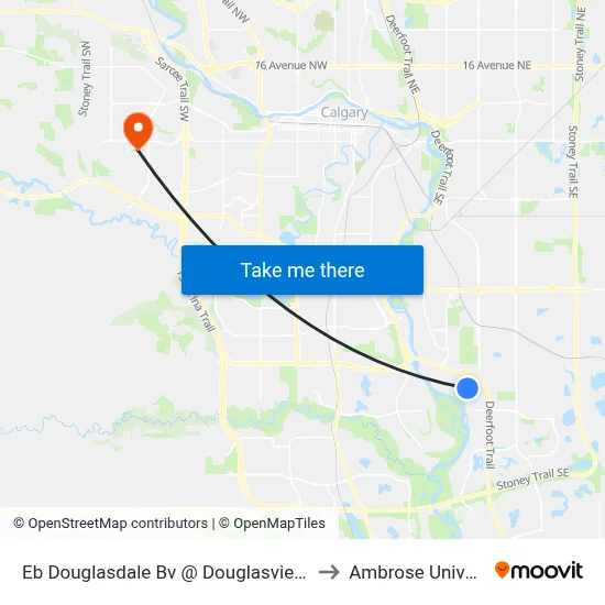 Eb Douglasdale Bv @ Douglasview Pa SE to Ambrose University map