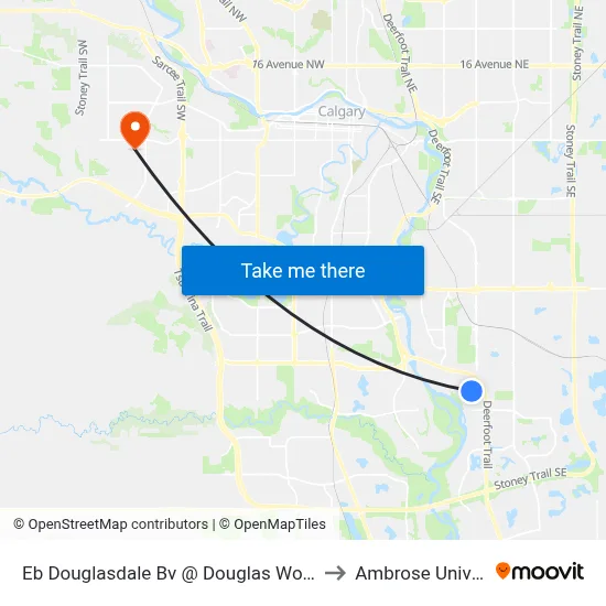 Eb Douglasdale Bv @ Douglas Woods Hl SE to Ambrose University map
