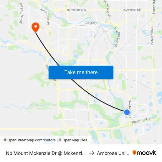Nb Mount Mckenzie Dr @ Mckenzie Lake Bv SE to Ambrose University map