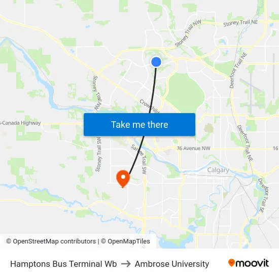 Hamptons Bus Terminal Wb to Ambrose University map