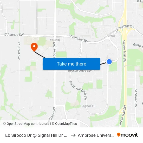 Eb Sirocco Dr @ Signal Hill Dr SW to Ambrose University map