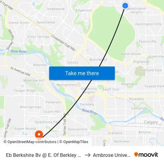Eb Berkshire Bv @ E. Of Berkley Dr NW to Ambrose University map