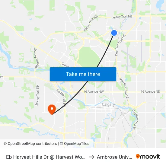 Eb Harvest Hills Dr @ Harvest Wood Rd NE to Ambrose University map
