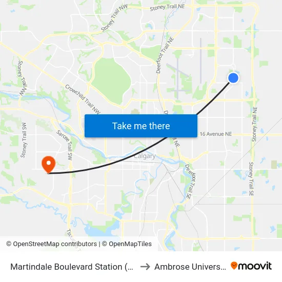 Martindale Boulevard Station (Nb) to Ambrose University map