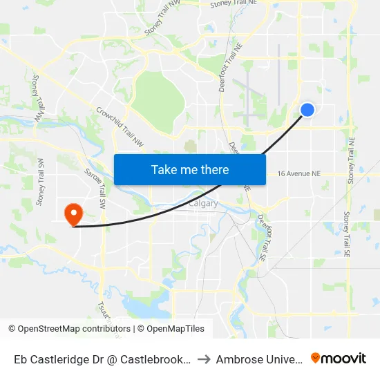 Eb Castleridge Dr @ Castlebrook Dr NE to Ambrose University map