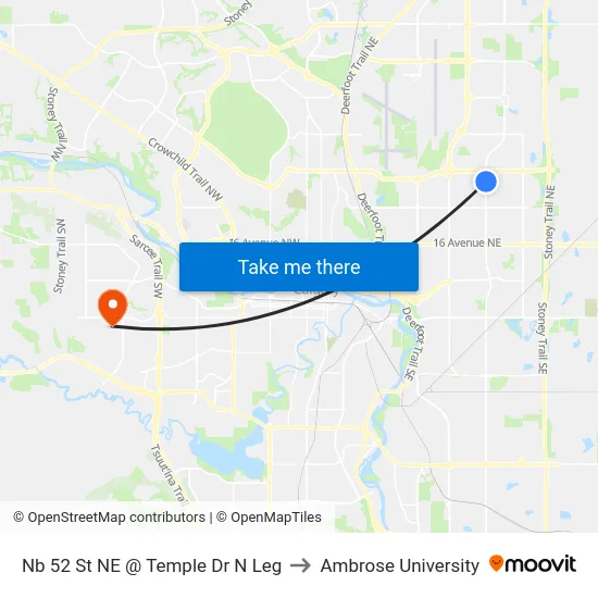 Nb 52 St NE @ Temple Dr N Leg to Ambrose University map