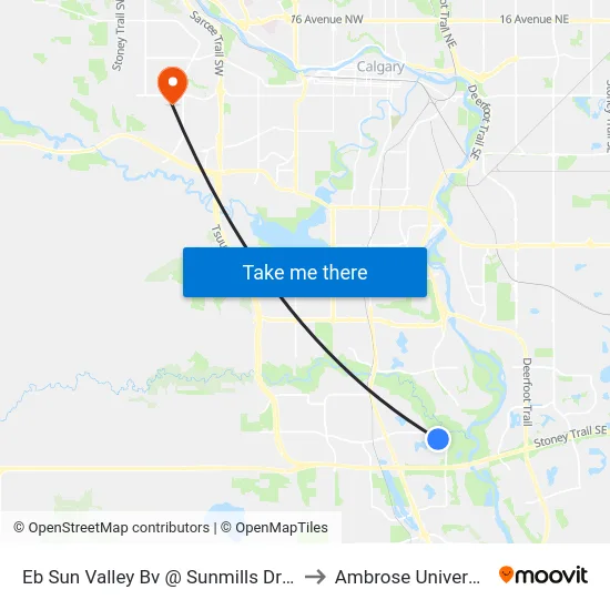Eb Sun Valley Bv @ Sunmills Dr SE to Ambrose University map