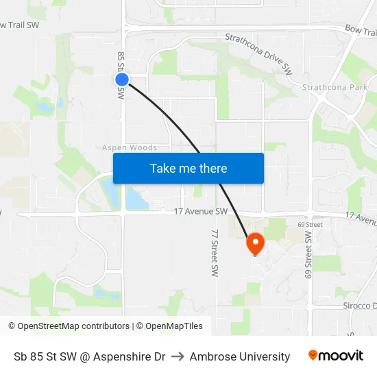 Sb 85 St SW @ Aspenshire Dr to Ambrose University map