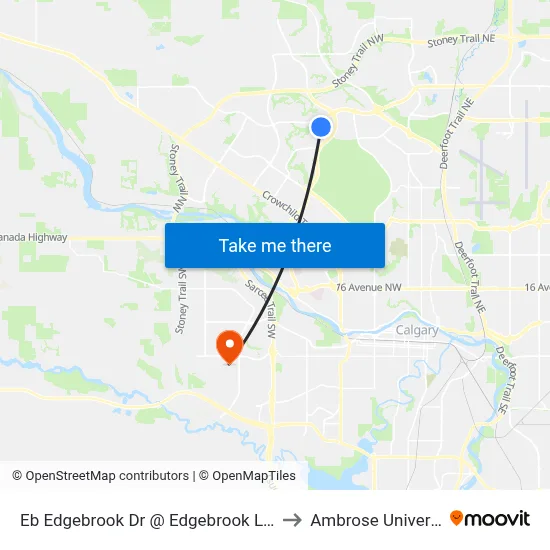 Eb Edgebrook Dr @ Edgebrook Ld NW to Ambrose University map