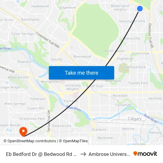 Eb Bedford Dr @ Bedwood Rd NE to Ambrose University map