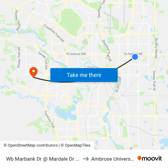 Wb Marbank Dr @ Mardale Dr NE to Ambrose University map