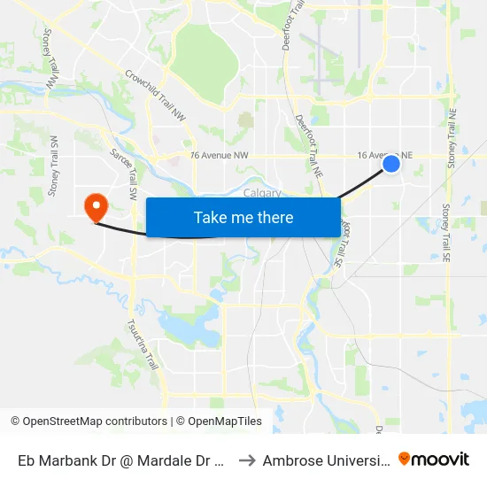 Eb Marbank Dr @ Mardale Dr NE to Ambrose University map