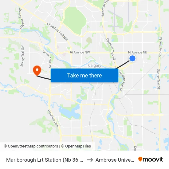 Marlborough Lrt Station (Nb 36 St Ne) to Ambrose University map
