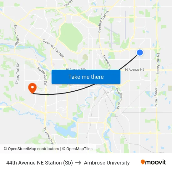 44th Avenue NE Station (Sb) to Ambrose University map