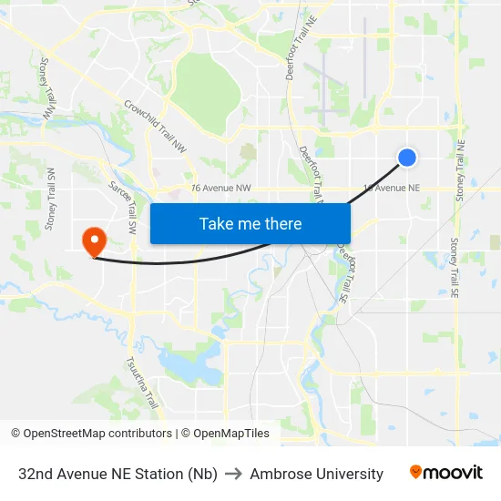 32nd Avenue NE Station (Nb) to Ambrose University map
