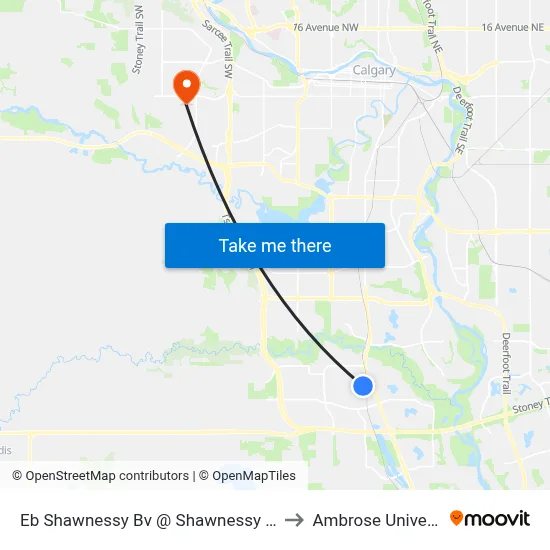Eb Shawnessy Bv @ Shawnessy Dr SW to Ambrose University map