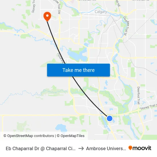 Eb Chaparral Dr @ Chaparral Ci SE to Ambrose University map