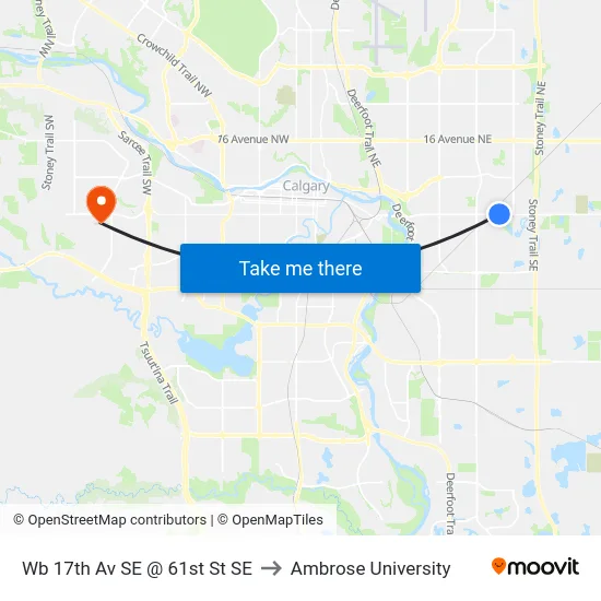 Wb 17th Av SE @ 61st St SE to Ambrose University map