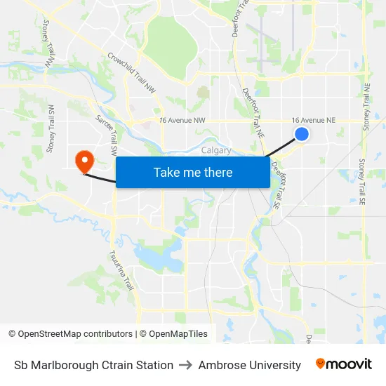 Sb Marlborough Ctrain Station to Ambrose University map