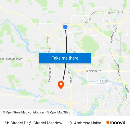 Sb Citadel Dr @ Citadel Meadow Cl NW to Ambrose University map