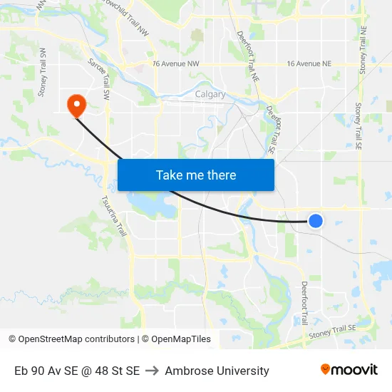 Eb 90 Av SE @ 48 St SE to Ambrose University map