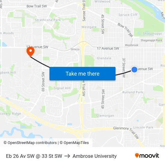 Eb 26 Av SW @ 33 St SW to Ambrose University map