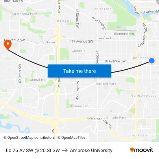 Eb 26 Av SW @ 20 St SW to Ambrose University map