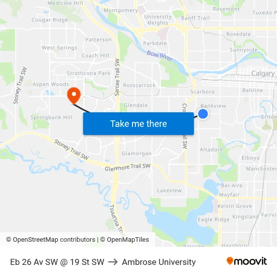 Eb 26 Av SW @ 19 St SW to Ambrose University map