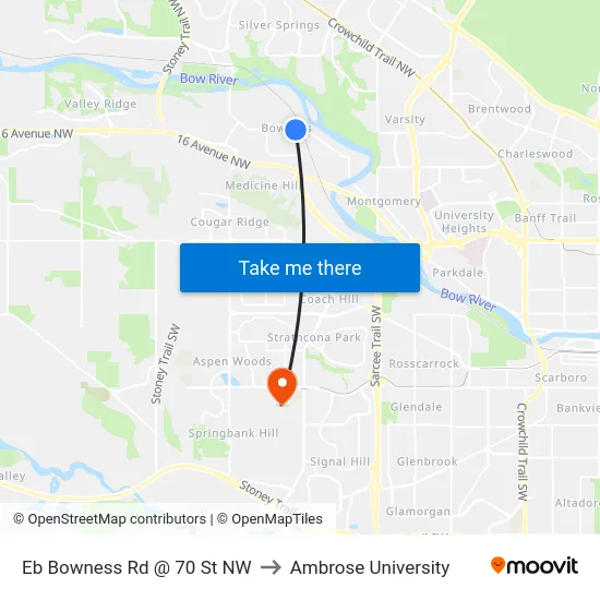 Eb Bowness Rd @ 70 St NW to Ambrose University map