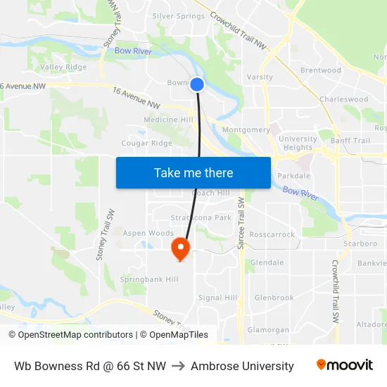 Wb Bowness Rd @  66 St NW to Ambrose University map